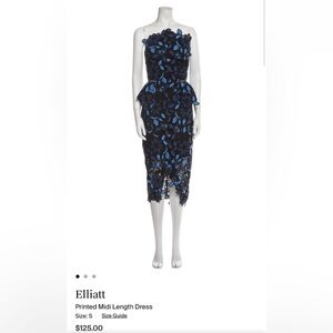 Lace Midi Blue Dress Strapless Size S